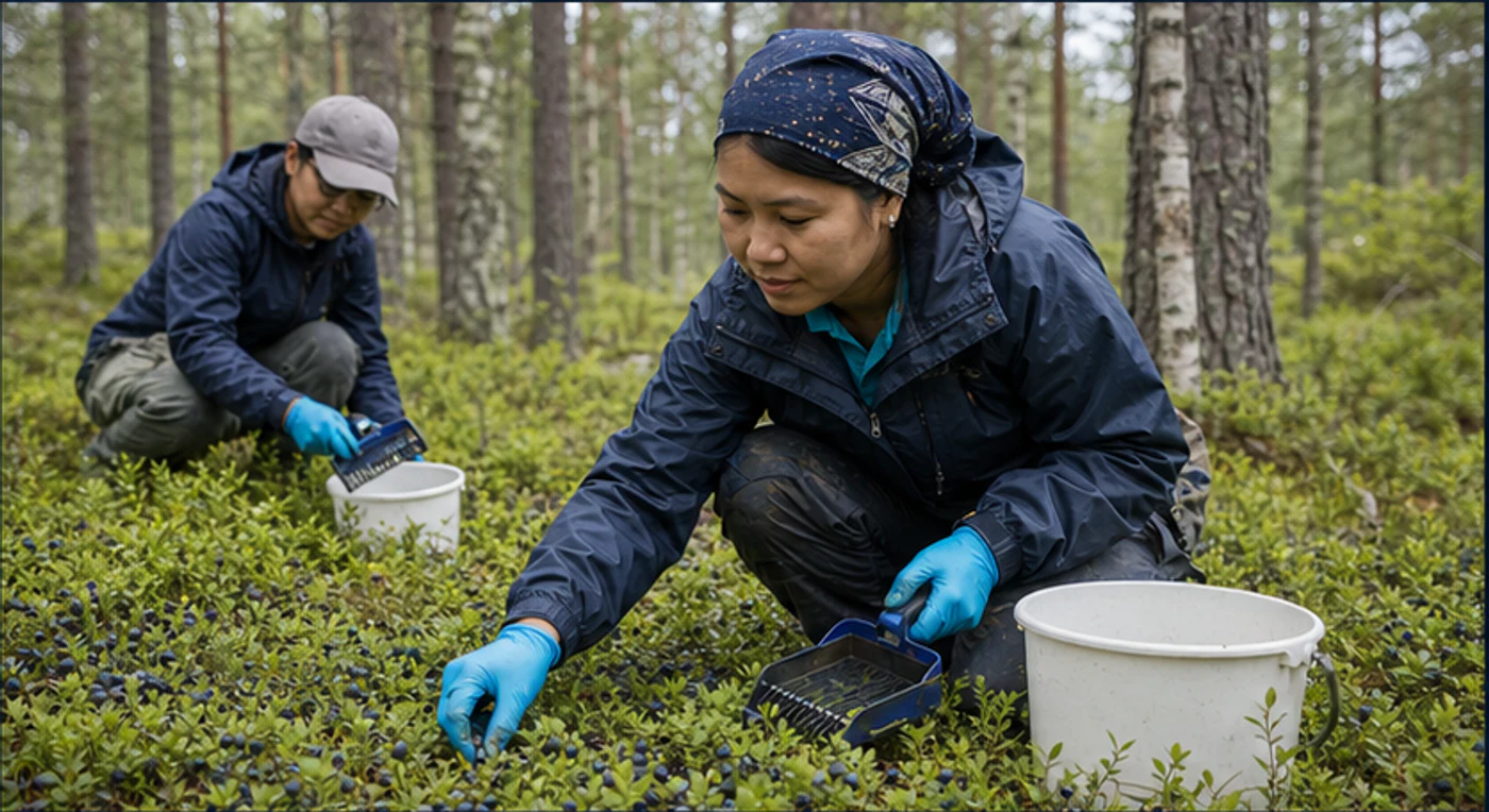 Wild berry harvesting